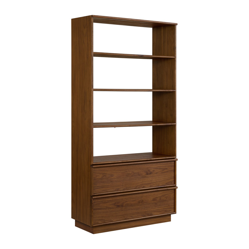 Collins 72" Freestanding Bookcase With Storage In Natural Walnut