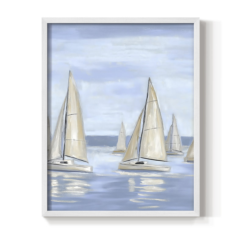 NAUTICAL Series V, reproduction encadrée - bois massif, H 11 po x l 9 po, Blanc