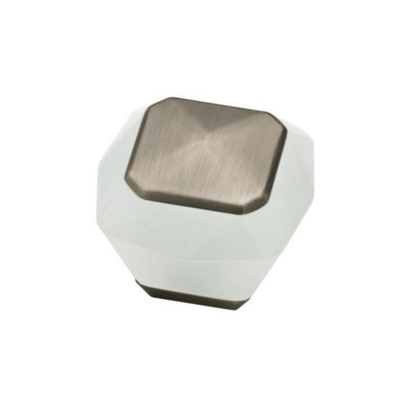 (Paquet de 5) Poignée Kaley de 1 3/8 po, Blanc / acier inoxydable brossé