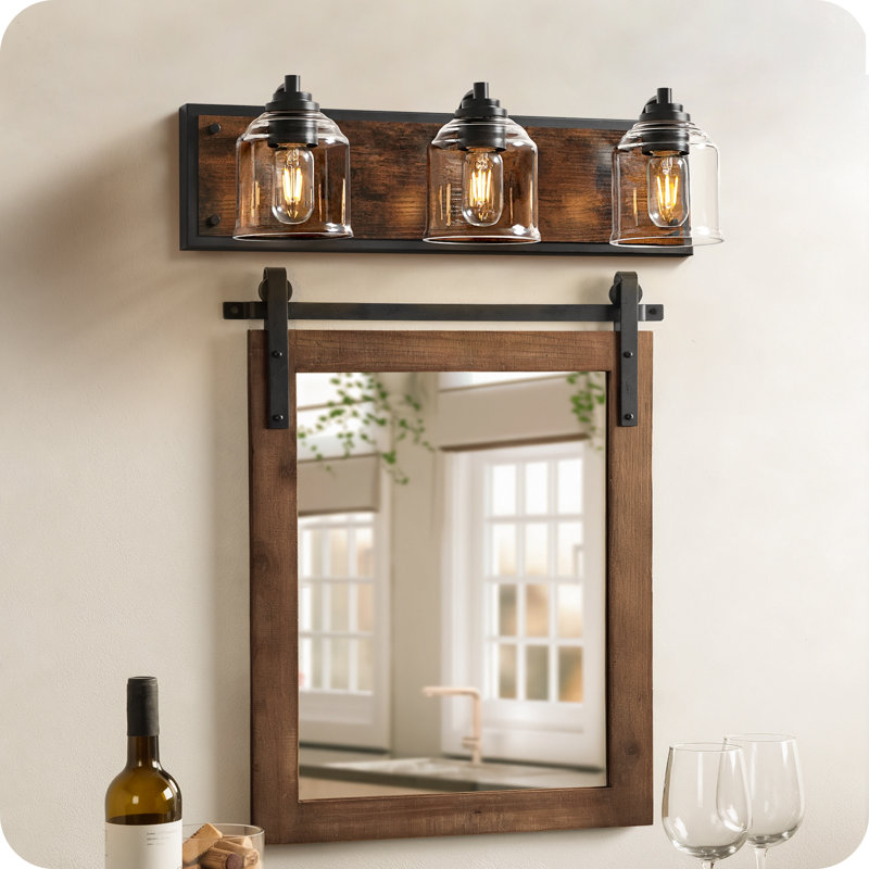 3-light Dimmable Farmhouse Vanity Light 23.2" Large Bathroom Fixture, 3 Lights