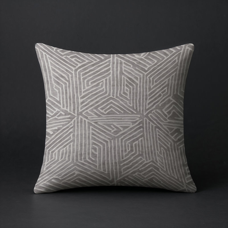Coussin décoratif intérieur et extérieur Modern, Carré 18 po, Géométrique gris 2