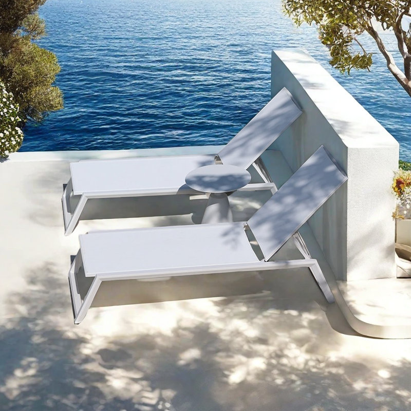 Ensemble de chaises longues d'extérieur en alliage d'aluminium