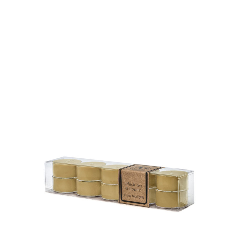 Bougie chauffe-plat parfumée thé noir et miel avec support en plastique