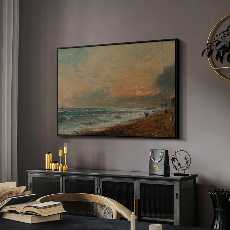 Hove Beach, v. 1824-1826 - John Constable, toile tendue avec châssis, 26 x 40, Noir