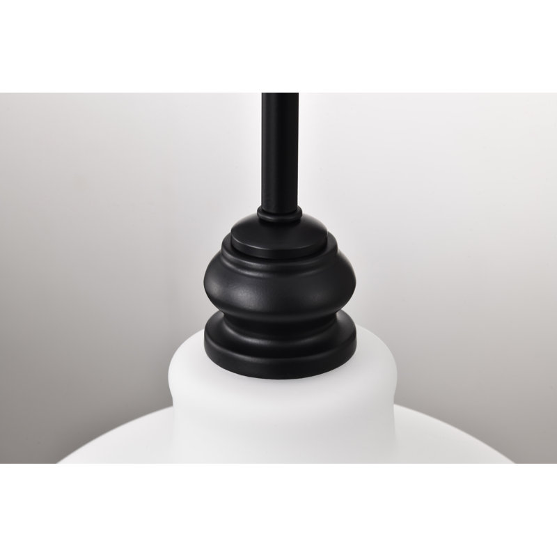 Mini-luminaire suspendu Malenna - noir mat avec verre blanc satiné, H 47,25 po x l 14 po x P 14 po