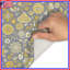Tapis de bain gris et jaune à motif floral-1706084389