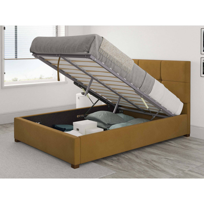 Moyers Upholstered Ottoman Storage Bed, Ochre, Kingsize (5')