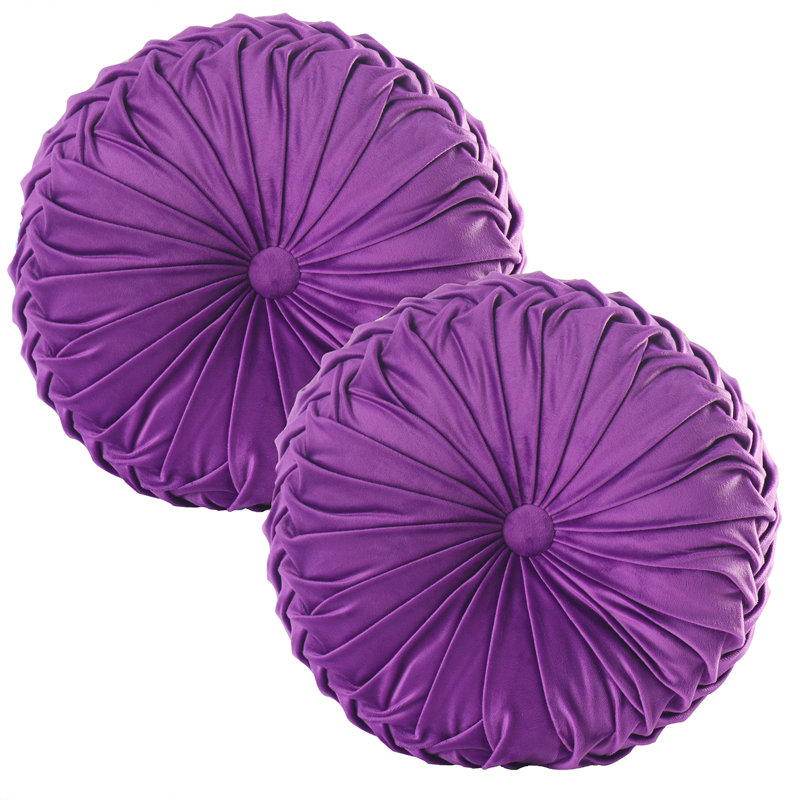 Velvet Round Throw Pillow, Purple