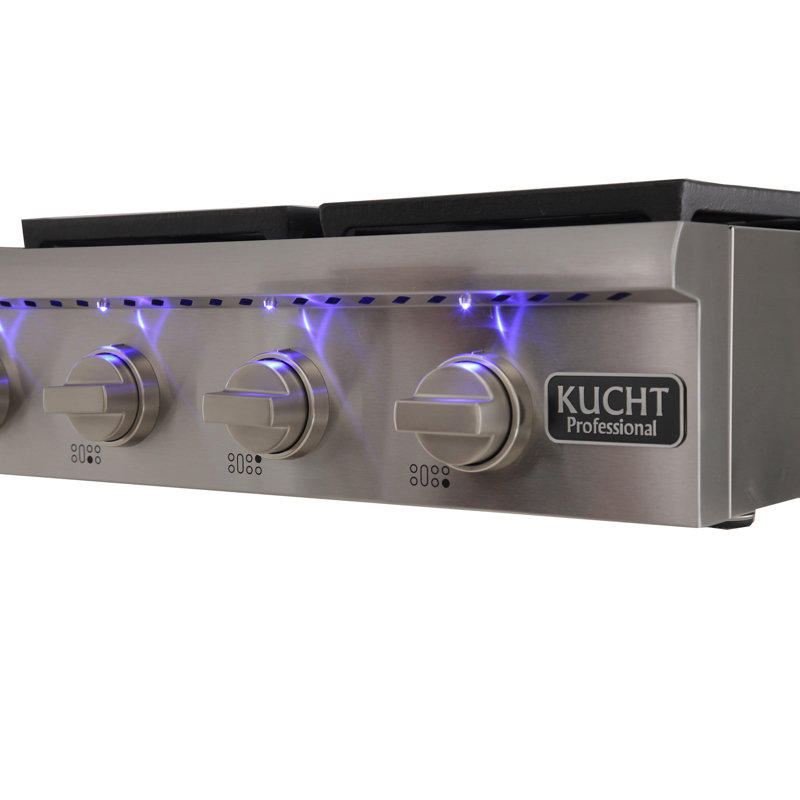 Kucht 48'' W Cooktop, Liquid Propane, Classic Silver