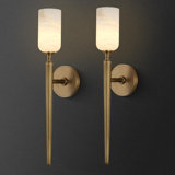 2 - Light Armed Alabaster Wall Sconce Light With Alabaster Shade (Set of 2)