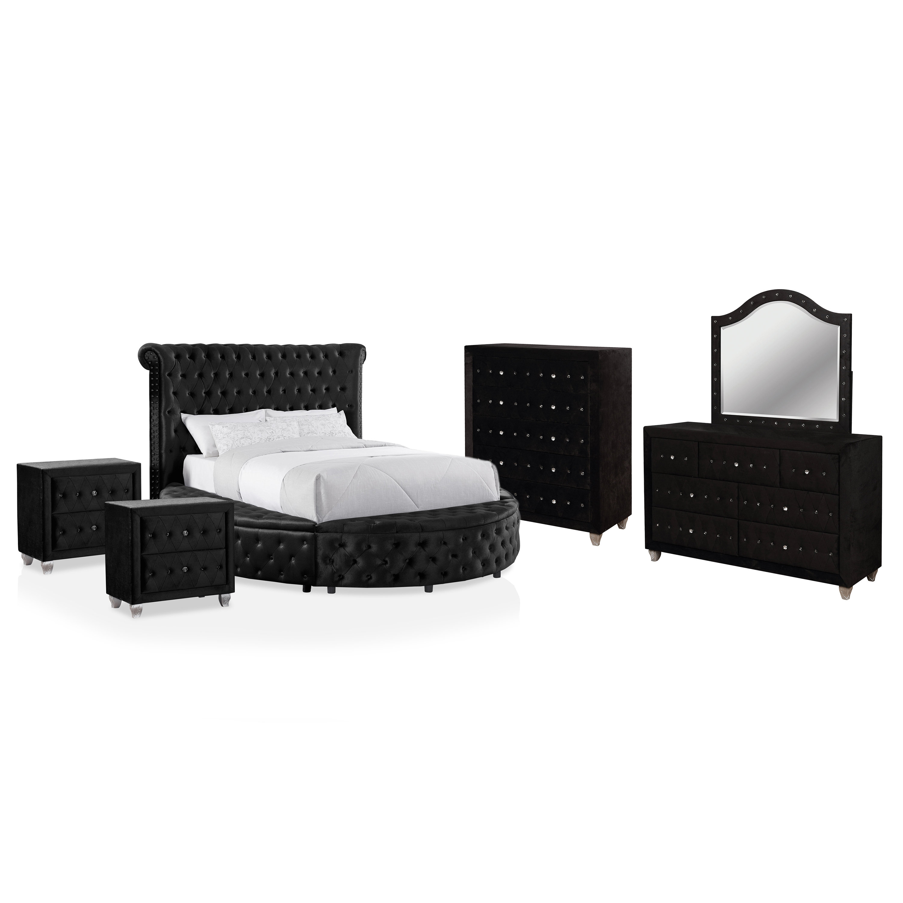 Willa Arlo Interiors Deskins Fabric California King 6Piece Bedroom Set