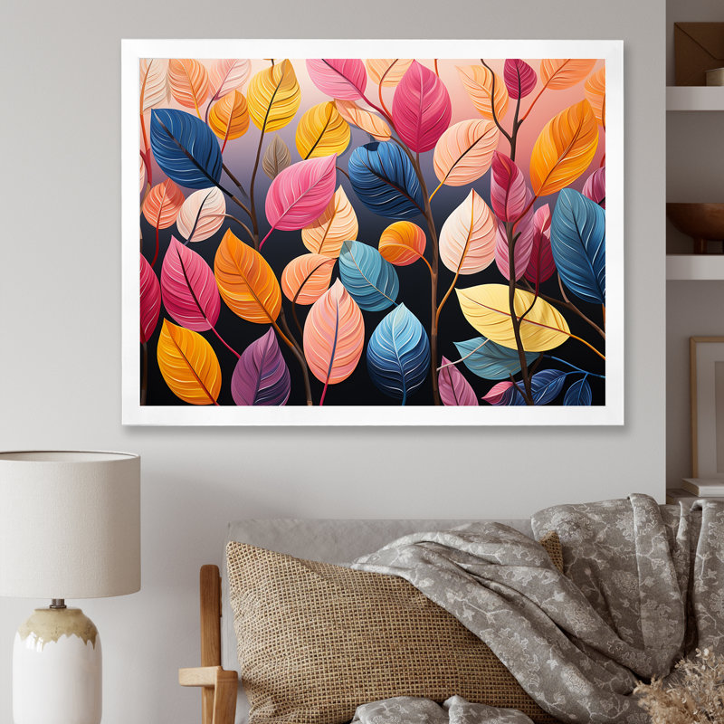 «Colorful Pastel Vibrant Foliage» sur toile, H 12 po x l 20 po x P 1 po, Cadre simple blanc
