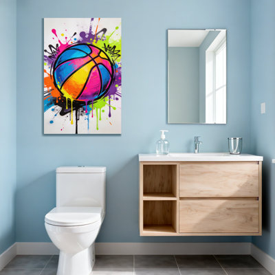 Abstract Colorful Basketball With Paint Splashes And Graffiti