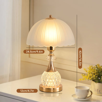 Bedside Table Lamp Petal Light Luxury Crystal Push Button Switch Bedroom Living Room Den Control Dimming Warm Atmosphere Decoration Desk Lamp