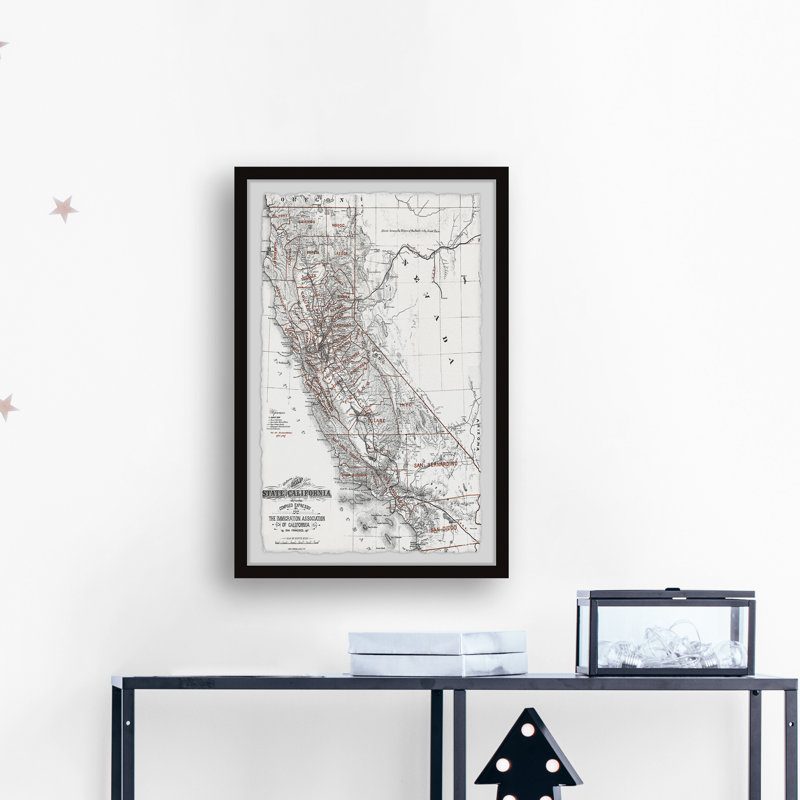 California Vintage Map II - cadre photo, impression sur papier, H 18 po x l 12 po x P 1,5 po