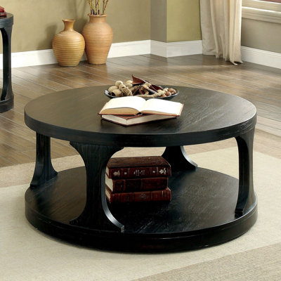 36.5" W Transitional Coffee Table, Antique Black