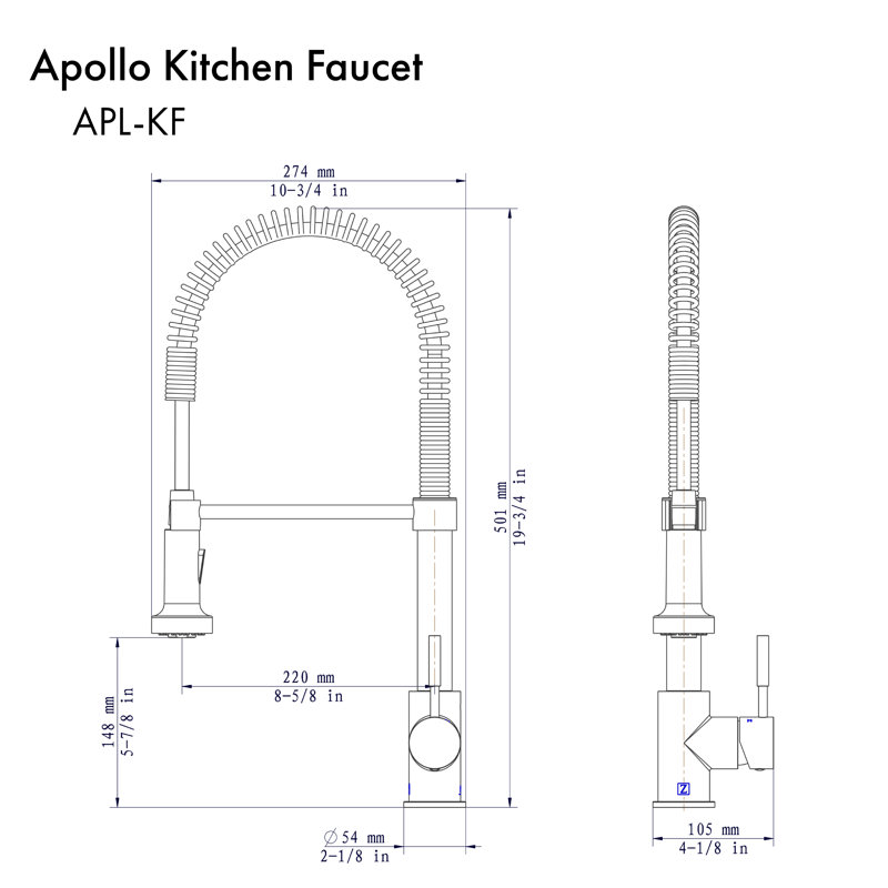 ZLINE Apollo Kitchen Faucet, Polished Gold