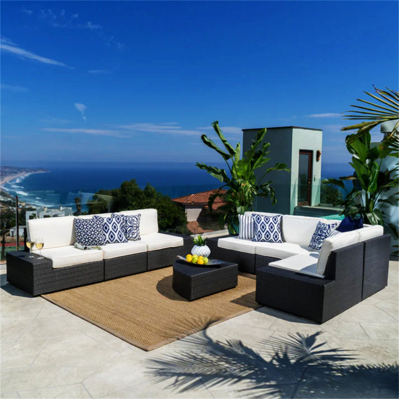 Ensemble modulaire d'extérieur 8 pièces Santa Cruz, Brun