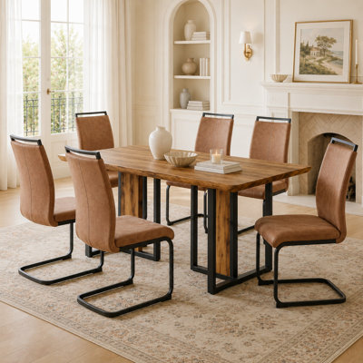 Ensemble de table de salle à manger rectangulaire moderne avec 6 chaises en porte-à-faux CasaMod