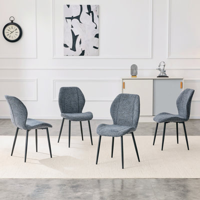 4-Pack Light Luxury Upholstered Dining Chairs, Upholstered Dining Chair With Black Metal Legs And Adjustable Non-Slip Feet, Ergonomic Armless Chair For Dining Room Office Study