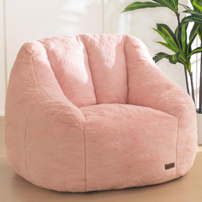 Bean Bag Chair, Comfy Bean Bag Sofa with Back Support, Faux Fur Bean Bag Chair for Adults by Trule