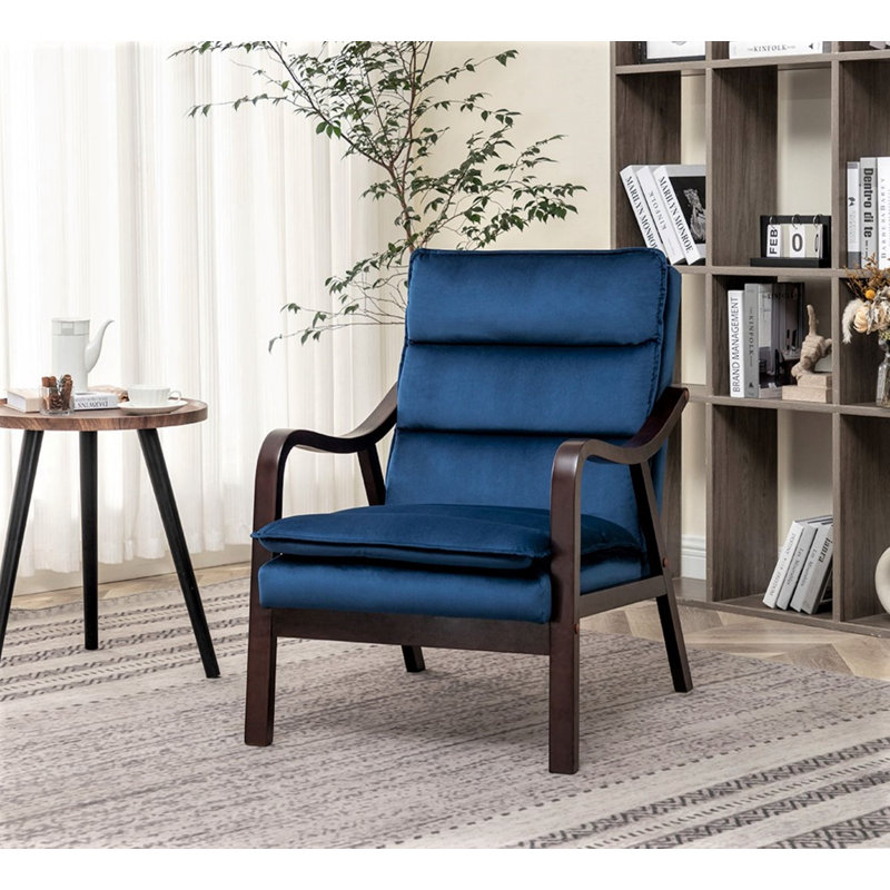 Mesic moderne avec accoudoirs en bois, Bleu très foncé