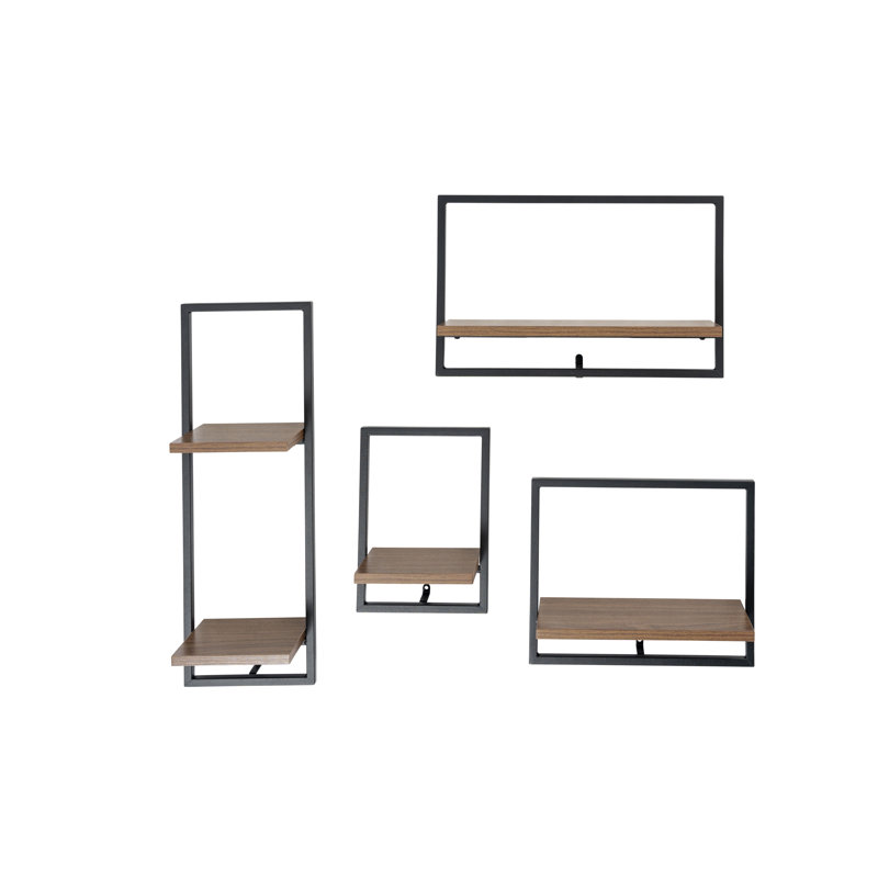Ensemble de 4 tablettes murales flottantes, Noyers