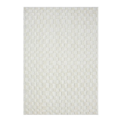 Luxurious Cream Woven Carpet, 6.6 x 9.5 Feet | 100% Polyester, 1750 g/m² | 0.6 in Pile Height, Durable Jute Sole | Easy to Vacuum, Spot Clean Only | Elegant Addition to Living Room & Bedroom Décor