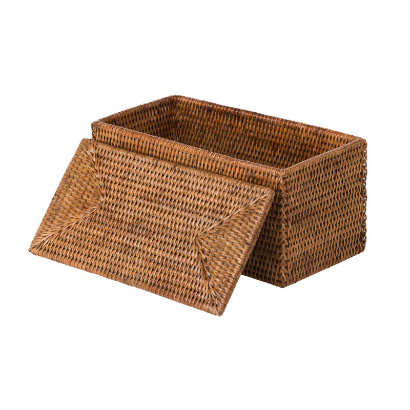 Beachcrest Home Everard Rattan Basket, Honey-Brown