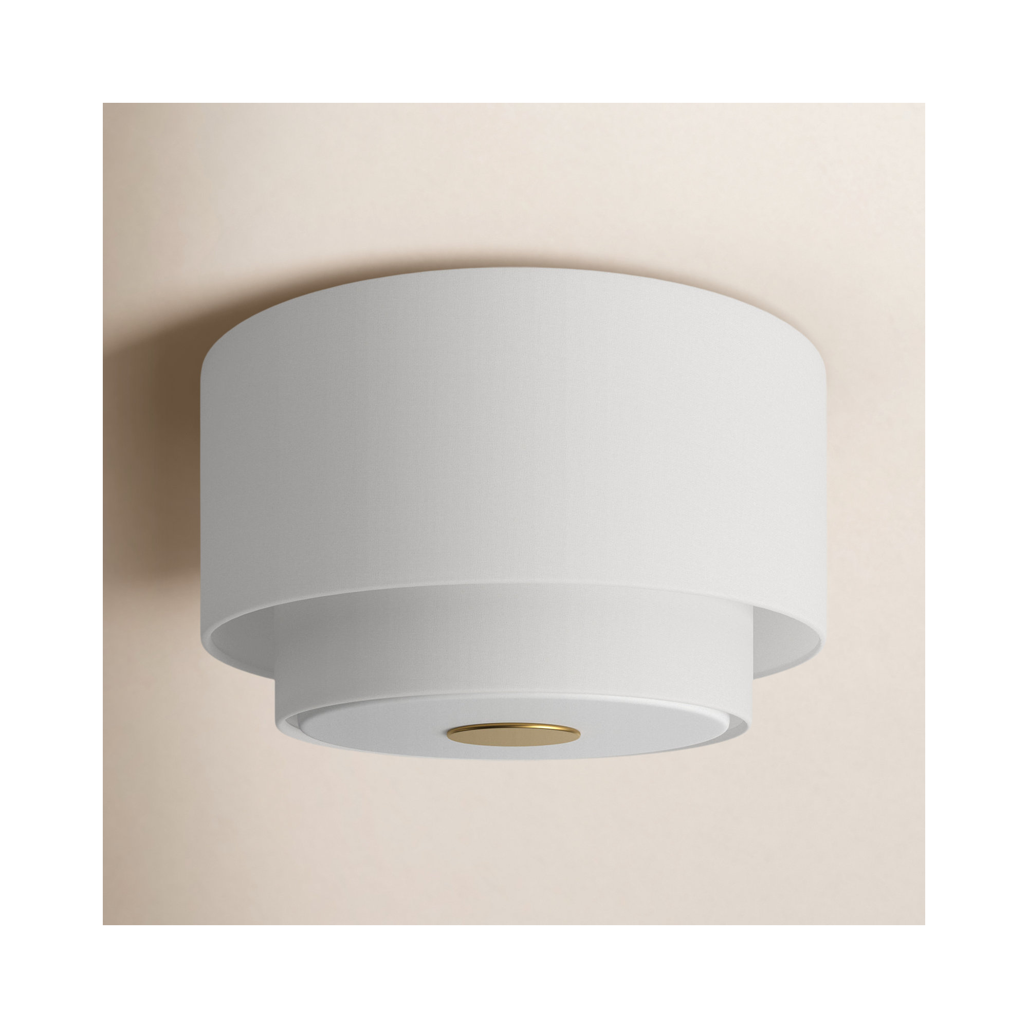 Tanyel 3 Light Fabric Flush Mount, Burnished Brass
