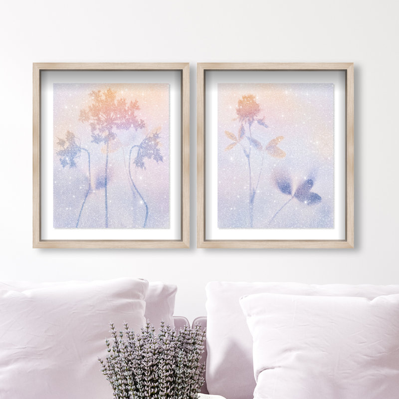 Lavender Shadows Set Set by Oliver Gal, 17"H x 21"W, Natural Oak Shadowbox