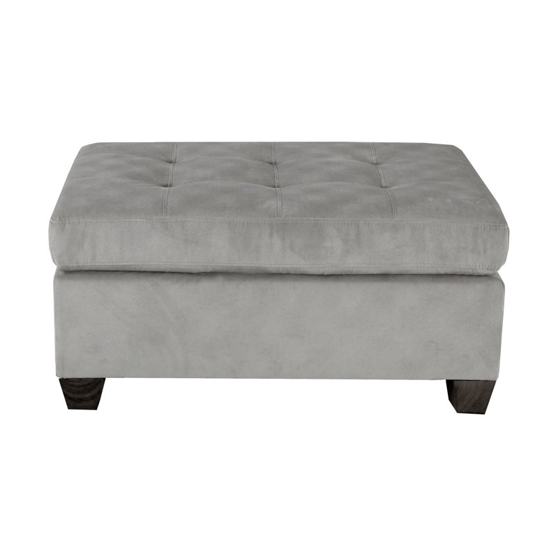 Repose-pieds moderne et contemporain en microfibre Farrwood de 37,5 po avec détails touffetés raffinés, structure en bois massif durable et contreplaqué