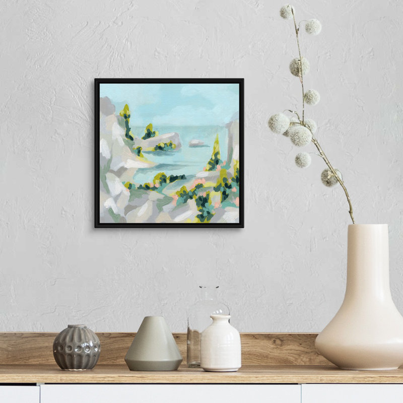 «Pastel Cove I» par June Erica Vess - reproduction d'art, Toile avec cadre noir, H 14 po x l 14 po x P 1,75 po