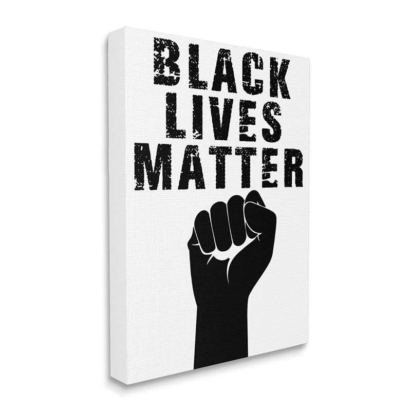 «Black Lives Matter Distress Typographie Raised Fist» par Marcus Prime - impression d'art graphique, Toile tendue