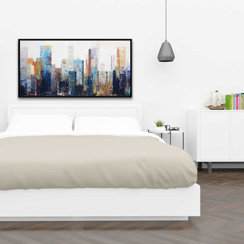 Texturized Abstract City Canvas | Framed Cityscape Wall Art