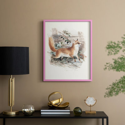 Reproduction encadrée d'un animal vintage rétro XXV - bois massif