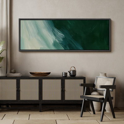 Abstrait paysage mural encadré, impression minimaliste verte pour décoration murale moderne