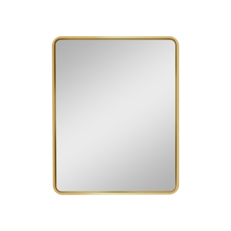 24X30 Inch Gold Metal Framed Wall Mount Or Recessed Bathroom Medicine Cabinet With Mirror, Gold/Matte Black