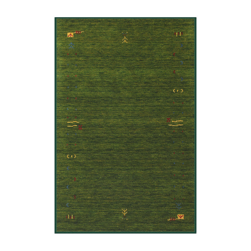 Tapis de zone vert contemporaine, Rectangle 3 pi x 5 pi