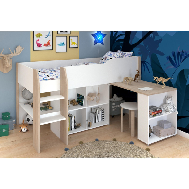 Vermehr European Single (90 X 200 Cm) Mid Sleepers with Storage Included with Desk Included
