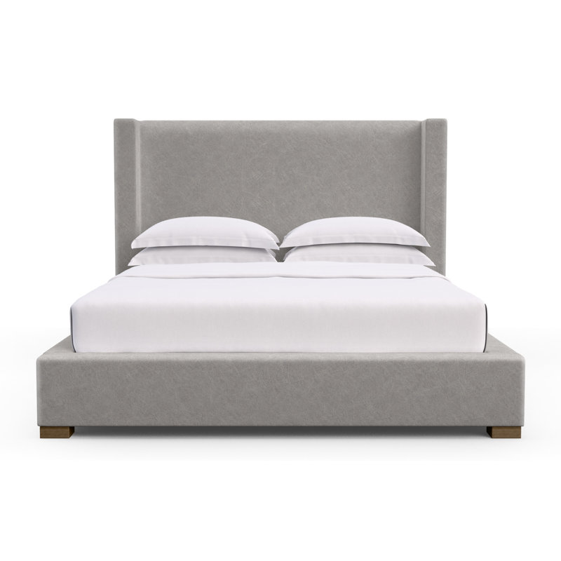 Roxborough Upholstered Wingback Bed, Full, Distressed Leather Silver Streak, Dark Brown