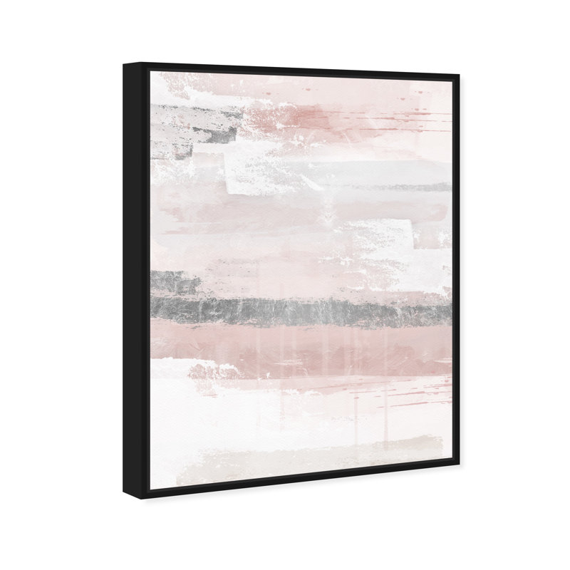 Éléments sophistiqués rosés - peinture, Toile avec cadre noir, H 24 po x l 20 po