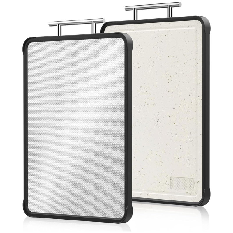 Planche à découper à double face en acier inoxydable avec rainure pour jus pur pour viande de qualité alimentaire pur 316 / p