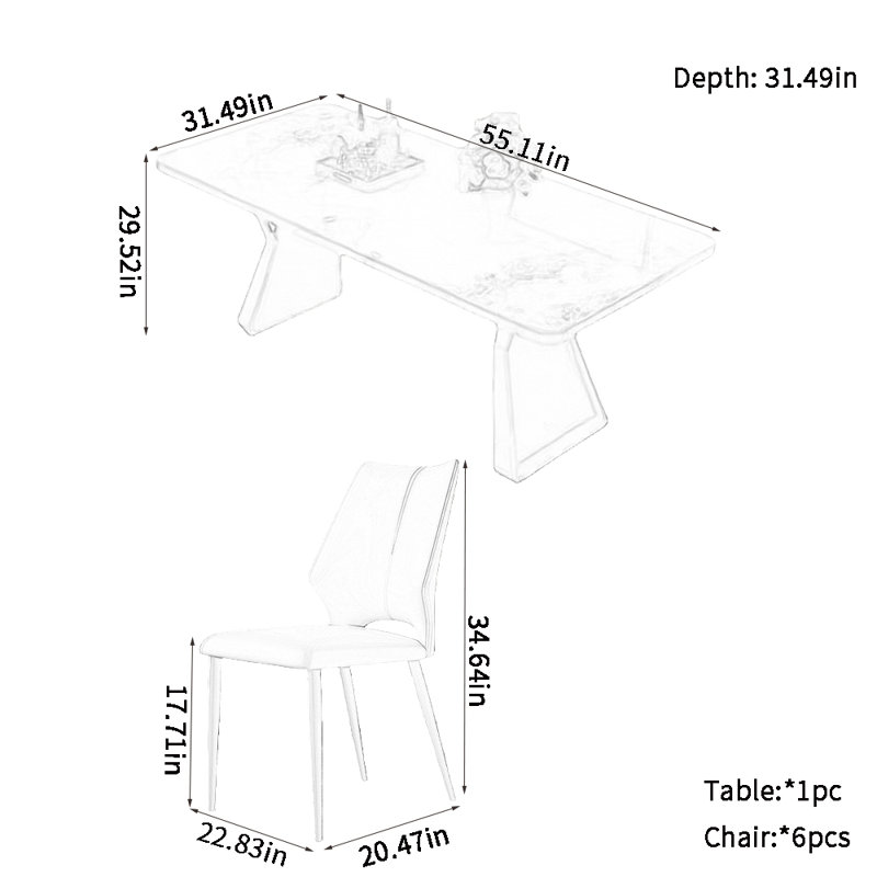 Ensemble de salle à manger moderne et simple Family, H 29,52 po x L 55,11 po x l 31,49 po