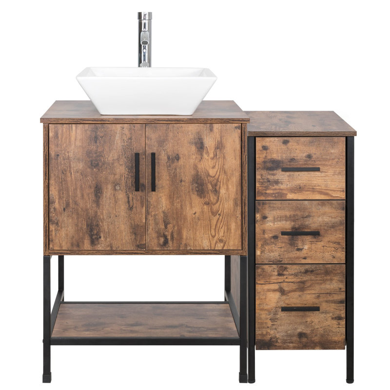 Ensemble de meuble-lavabo simple 36 po Conrado, Brun, Brun