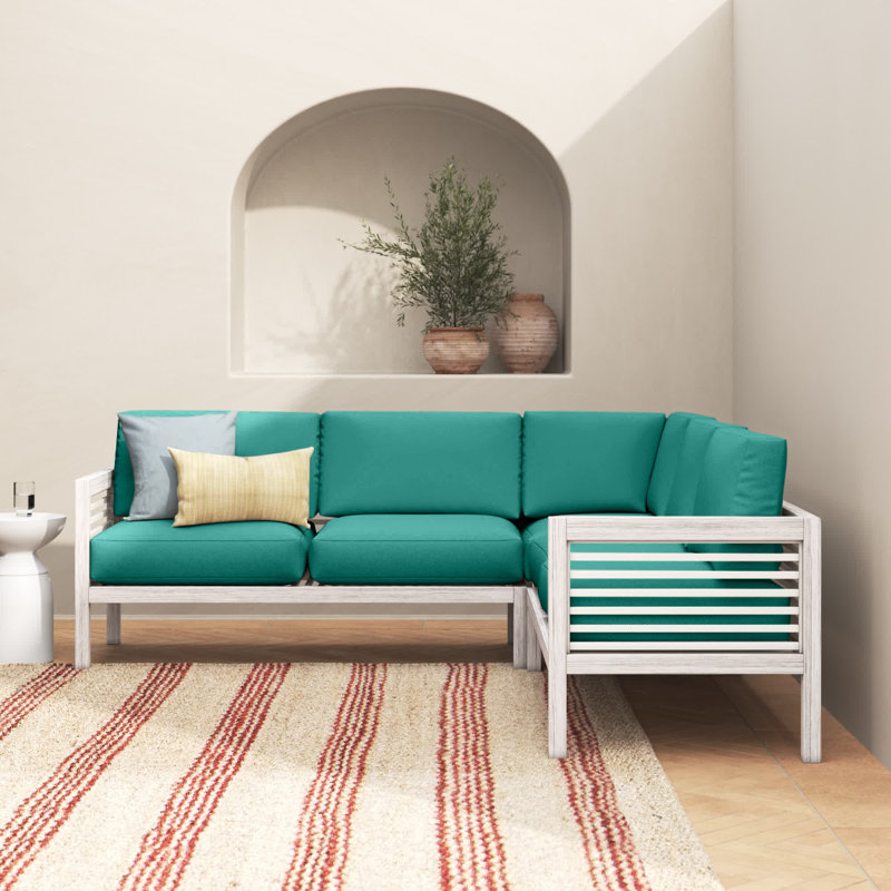 Canapé modulaire avec coussins Torland, Outdura® aigue-marine
