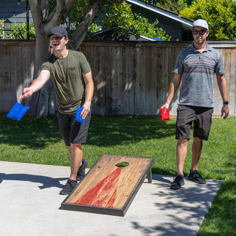 GoSports 4' x 2' Rustic Wood Cornhole Set with Bean Bags