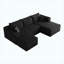 Canapé modulaire 95 po avec 1 repose-pieds Cloud, canapé de coin en U rembourré et minimaliste moderne, sans assemblage requis, tissu en velours côtelé moelleux, pour salon, appartement, noir-129379393