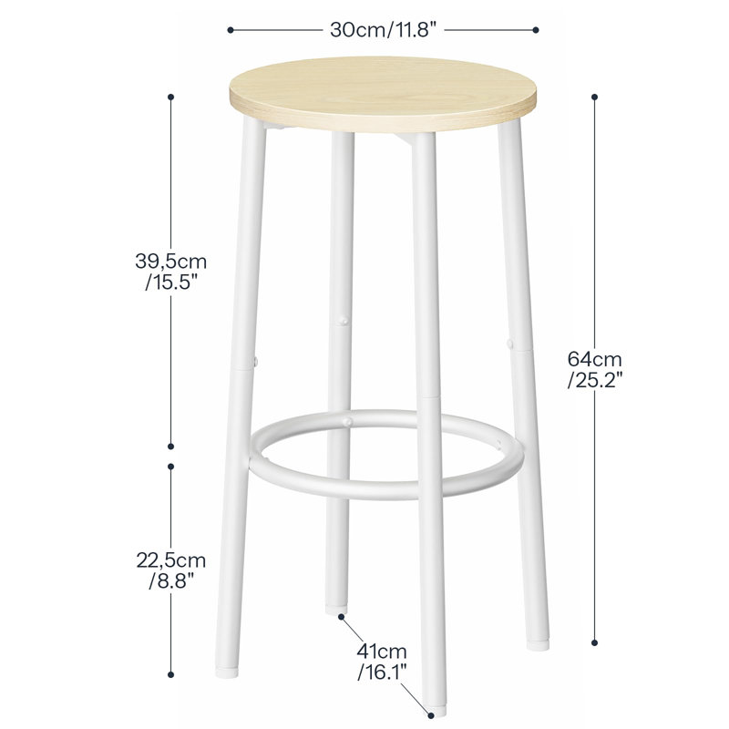 Swivel Counter Stool with Metal Frame, Natural Seat/White Frame