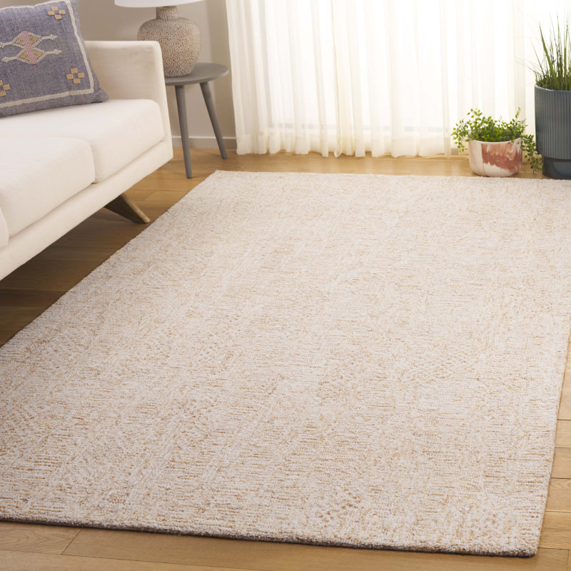 Ceallach Pine Hand Tufted Wool & Cotton Abstract Rug, Rectangle 5' x 8'